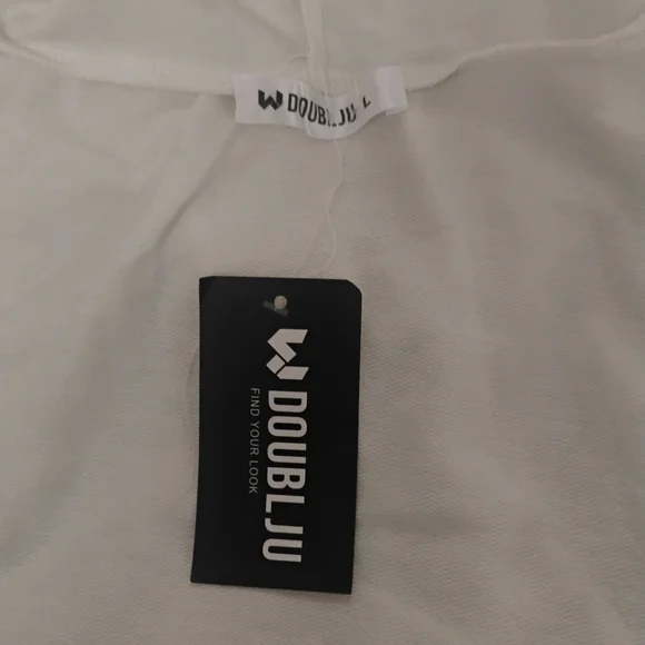 Doublju Women's Off-White Hoodie Tunic Dress Sz L NWT - Picture 7 of 8